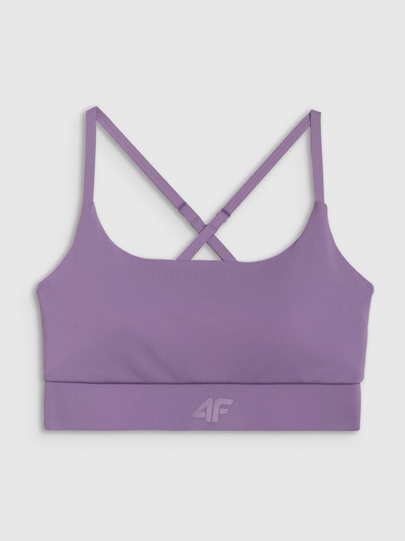 Damski biustonosz treningowy 4F 4FWAW25USBAF173 - fioletowy