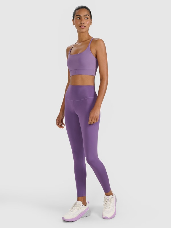 Damski biustonosz treningowy 4F 4FWAW25USBAF173 - fioletowy