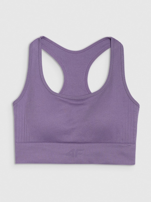 Damski biustonosz treningowy 4F 4FWAW25USBAF176 - fioletowy