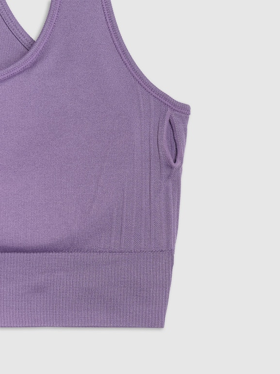 Damski biustonosz treningowy 4F 4FWAW25USBAF176 - fioletowy