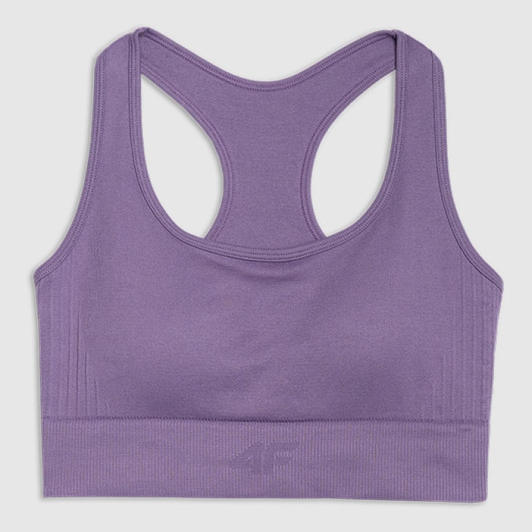 Damski biustonosz treningowy 4F 4FWAW25USBAF176 - fioletowy