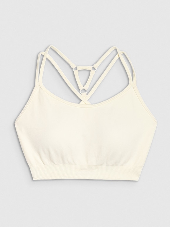 Damski biustonosz treningowy 4F 4FWAW25USBAF218 - beżowy