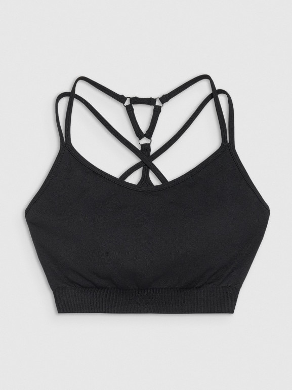 Damski biustonosz treningowy 4F 4FWAW25USBAF218 - czarny