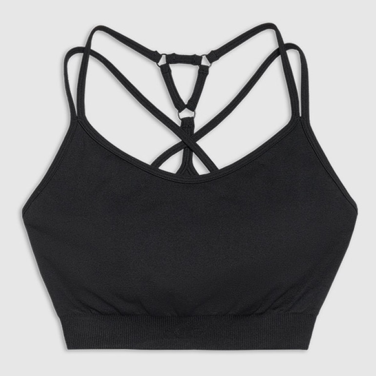 Damski biustonosz treningowy 4F 4FWAW25USBAF218 - czarny