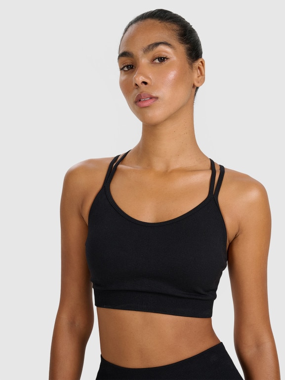 Damski biustonosz treningowy 4F 4FWAW25USBAF218 - czarny