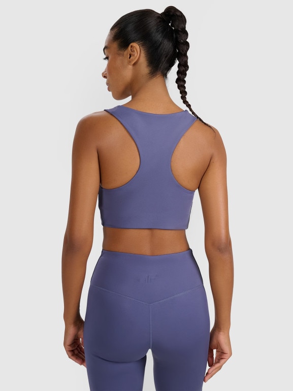 Damski biustonosz treningowy 4F 4FWAW25USBAF225 - granatowy