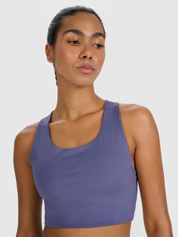 Damski biustonosz treningowy 4F 4FWAW25USBAF225 - granatowy