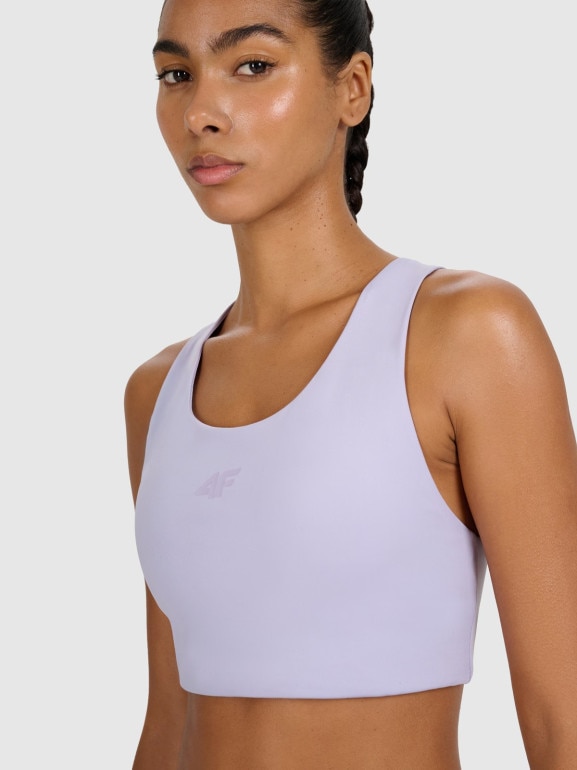 Damski biustonosz treningowy 4F 4FWAW25USBAF225 - niebieski