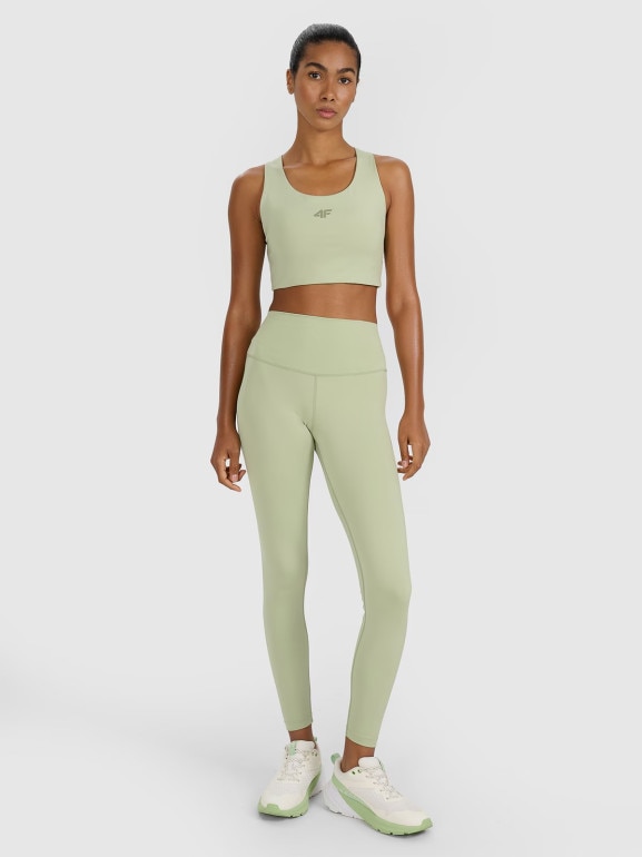 Damski biustonosz treningowy 4F 4FWAW25USBAF225 - zielony