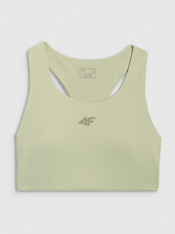 Damski biustonosz treningowy 4F 4FWAW25USBAF225 - zielony