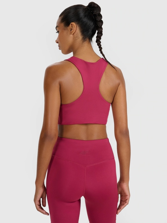 Damski biustonosz treningowy 4F 4FWAW25USBAF225 - czerwony