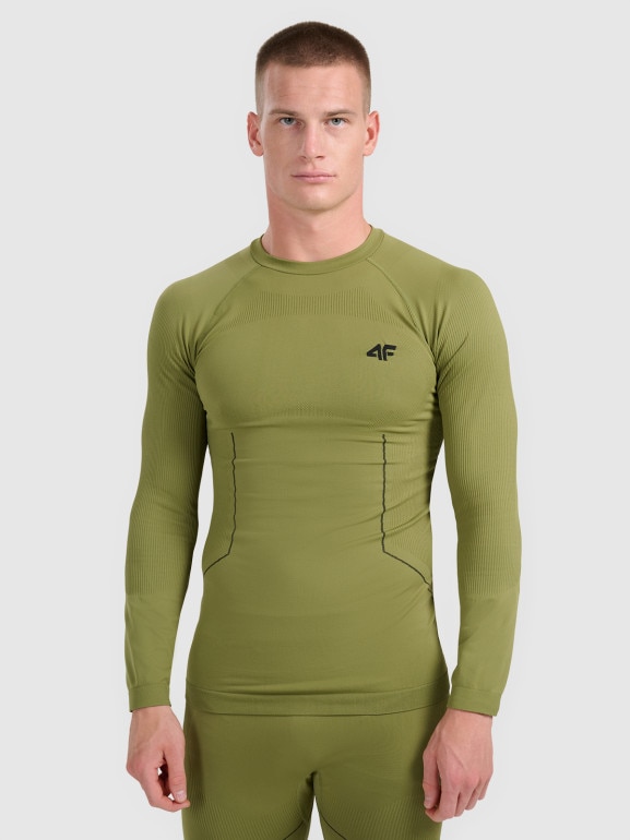 Męska bielizna termoaktywna (góra) 4F 4FWAW25USEAM233 - khaki