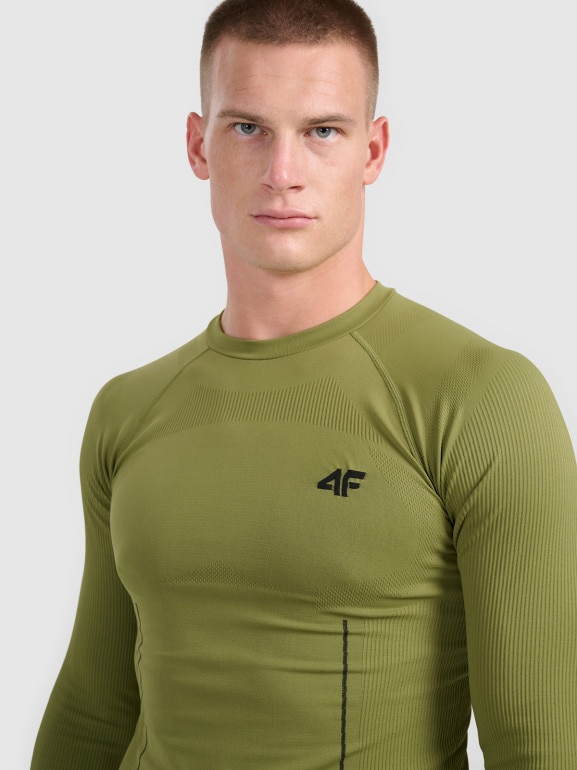 Męska bielizna termoaktywna (góra) 4F 4FWAW25USEAM233 - khaki