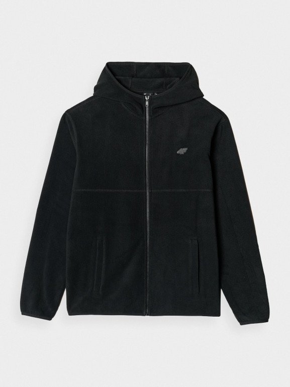 Męski polar rozpinany z kapturem 4F 4FWMM00TFLEM317 - czarny