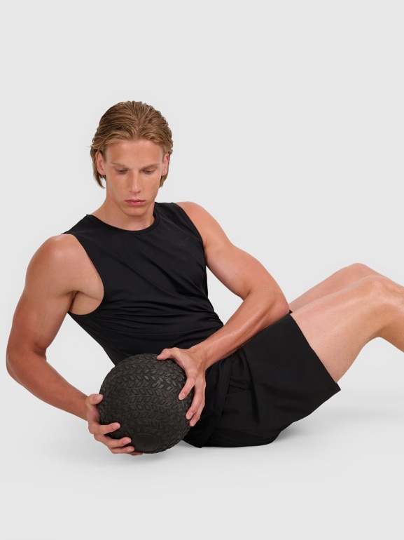 Męski tank top treningowy 4F 4FWMM00TFSLM0764 - czarny