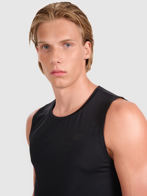 Męski tank top treningowy 4F 4FWMM00TFSLM0764 - czarny