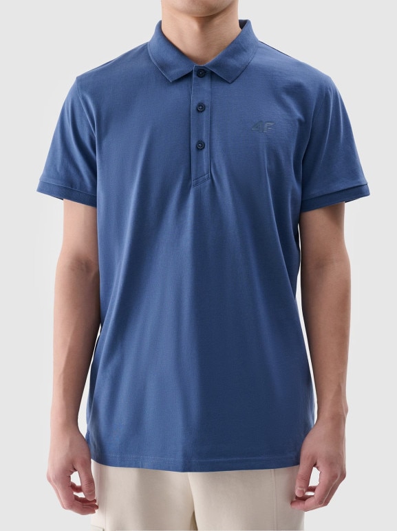 Męska koszulka polo 4F 4FWMM00TPTSM367 - niebieska