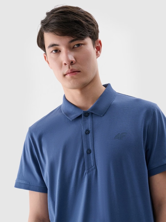 Męska koszulka polo 4F 4FWMM00TPTSM367 - niebieska