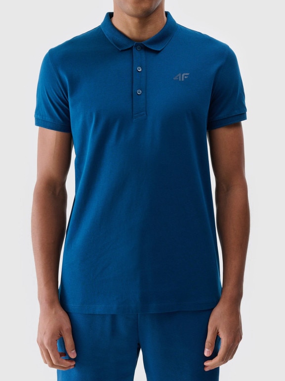 Męska koszulka polo 4F 4FWMM00TPTSM367 - turkusowa