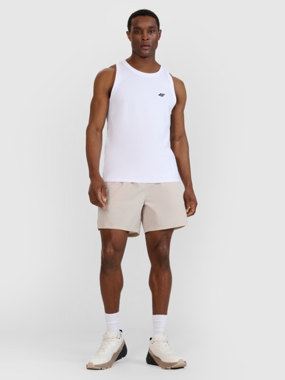 Męski top regular 4F 4FWMM00TSLEM126 - biały