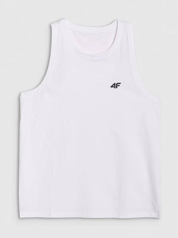 Męski top regular 4F 4FWMM00TSLEM126 - biały