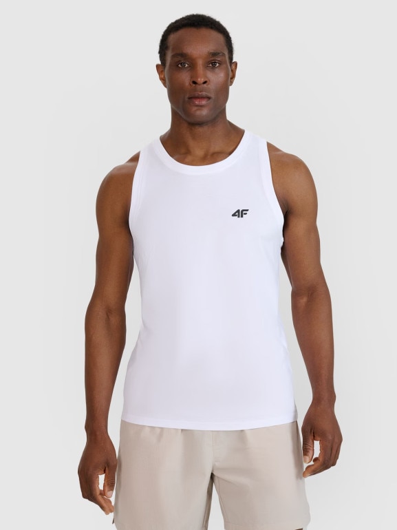 Męski top regular 4F 4FWMM00TSLEM126 - biały