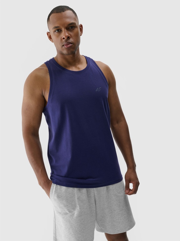 Męski top regular 4F 4FWMM00TSLEM126 - granatowy