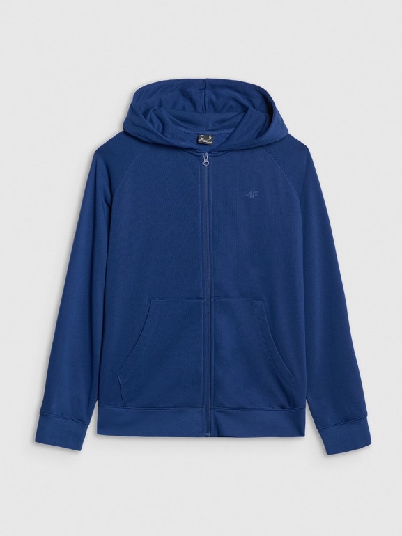 Damska bluza dresowa rozpinana z kapturem 4F 4FWMM00TSWSF1763 - granatowa