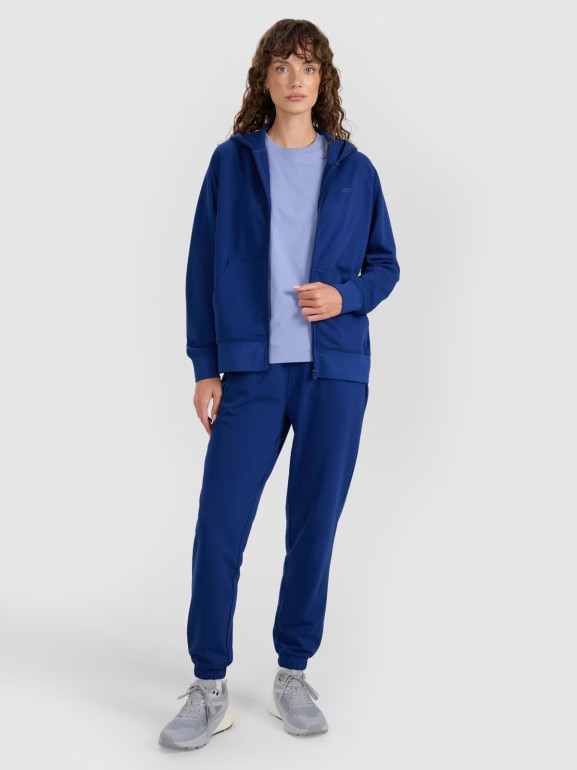 Damska bluza dresowa rozpinana z kapturem 4F 4FWMM00TSWSF1763 - granatowa