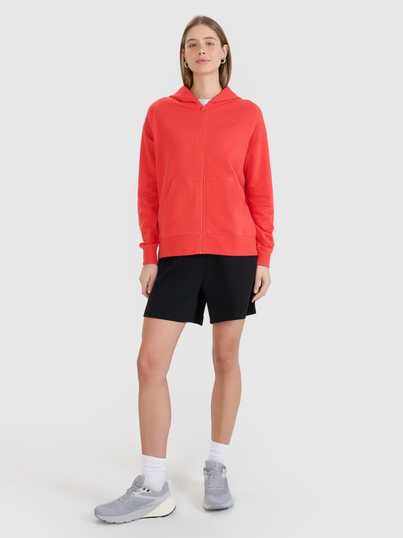 Damska bluza dresowa rozpinana z kapturem 4F 4FWMM00TSWSF1763 - czerwona