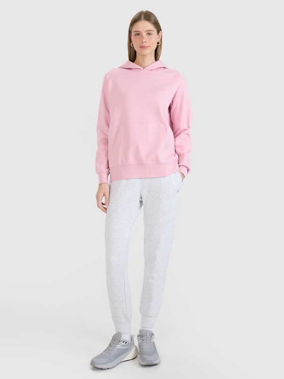 Damska bluza dresowa nierozpinana z kapturem 4F 4FWMM00TSWSF1764 - różowa