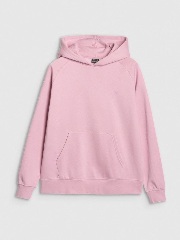 Damska bluza dresowa nierozpinana z kapturem 4F 4FWMM00TSWSF1764 - różowa