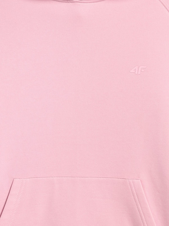 Damska bluza dresowa nierozpinana z kapturem 4F 4FWMM00TSWSF1764 - różowa