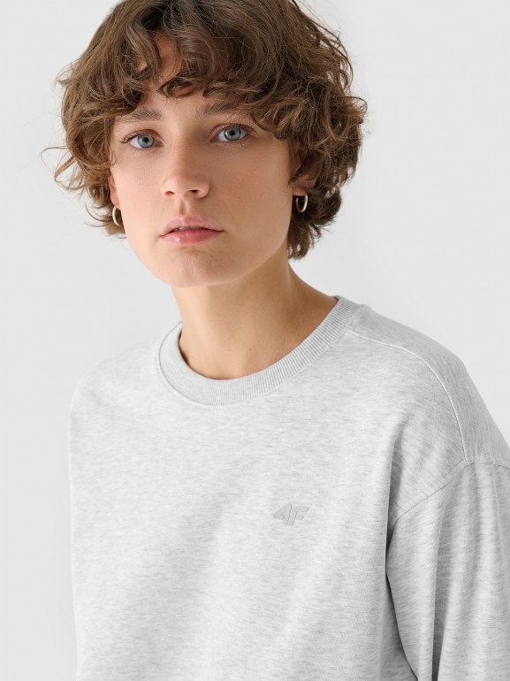 Damska bluza dresowa nierozpinana bez kaptura 4F 4FWMM00TSWSF1765 - szara