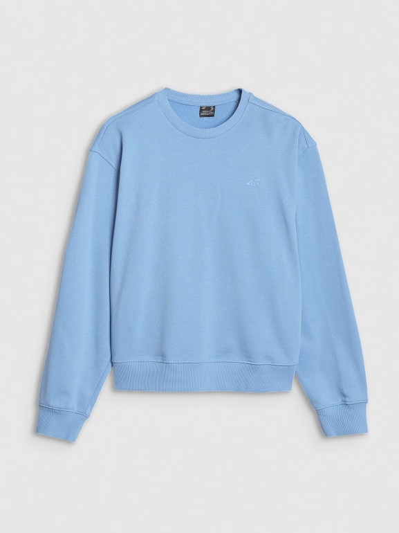 Damska bluza dresowa nierozpinana bez kaptura 4F 4FWMM00TSWSF1765 - niebieska