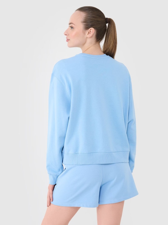 Damska bluza dresowa nierozpinana bez kaptura 4F 4FWMM00TSWSF1765 - niebieska