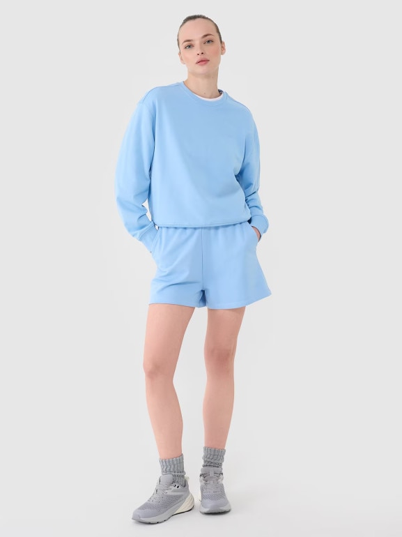 Damska bluza dresowa nierozpinana bez kaptura 4F 4FWMM00TSWSF1765 - niebieska