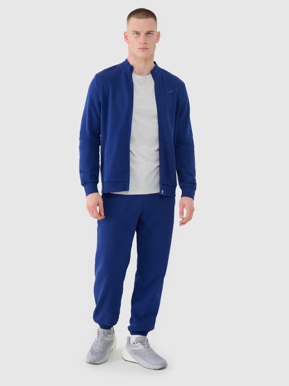 Męska bluza dresowa rozpinana bez kaptura 4F 4FWMM00TSWSM1463 - granatowa