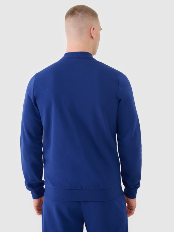 Męska bluza dresowa rozpinana bez kaptura 4F 4FWMM00TSWSM1463 - granatowa