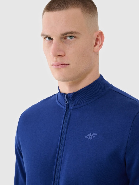 Męska bluza dresowa rozpinana bez kaptura 4F 4FWMM00TSWSM1463 - granatowa