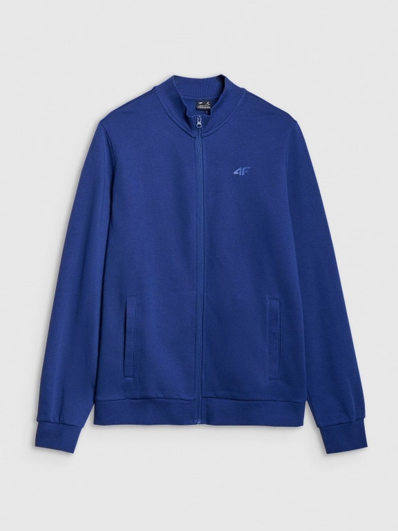 Męska bluza dresowa rozpinana bez kaptura 4F 4FWMM00TSWSM1463 - granatowa