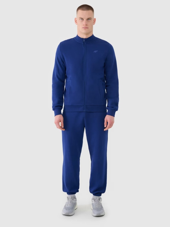 Męska bluza dresowa rozpinana bez kaptura 4F 4FWMM00TSWSM1463 - granatowa