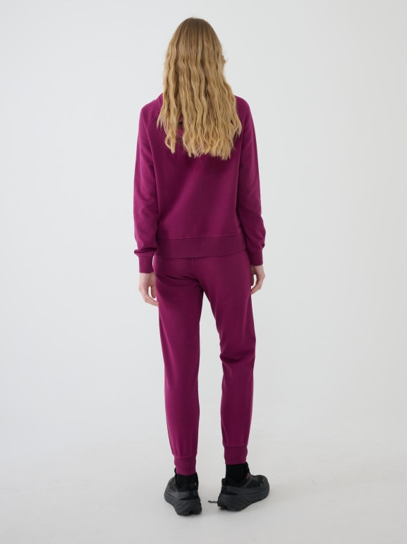 Damskie spodnie dresowe joggery 4F 4FWMM00TTROF1386 - fioletowe