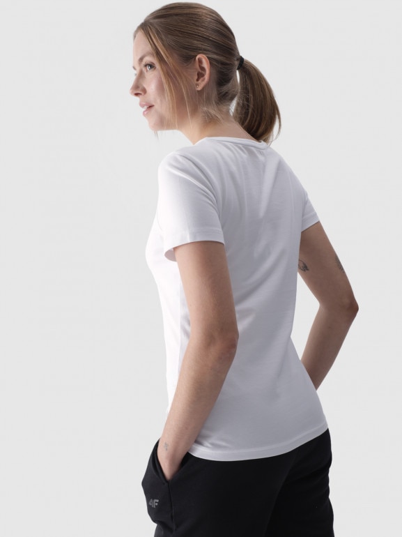 Damski t-shirt z nadrukiem 4F 4FWMM00TTSHF1846 - biały