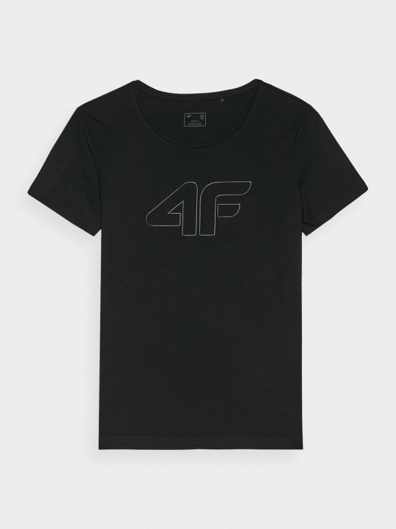Damski t-shirt z nadrukiem 4F 4FWMM00TTSHF1846 - czarny