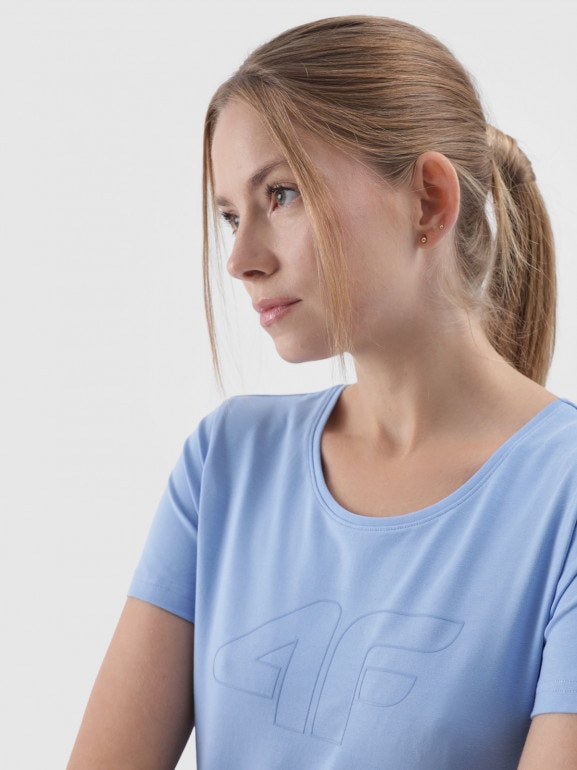 Damski t-shirt z nadrukiem 4F 4FWMM00TTSHF1846 - niebieski