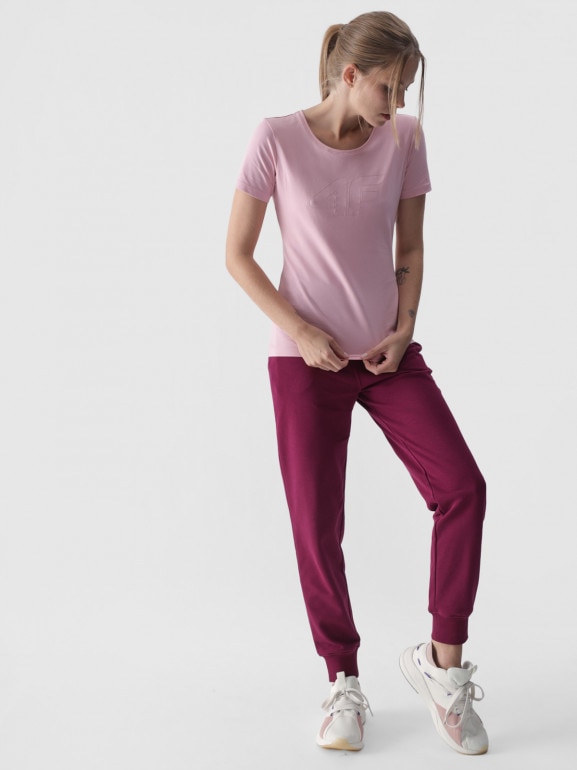 Damski t-shirt z nadrukiem 4F 4FWMM00TTSHF1846 - różowy