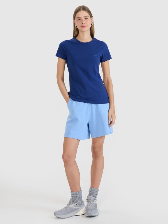 Damski t-shirt basic 4F 4FWMM00TTSHF2255 - granatowy