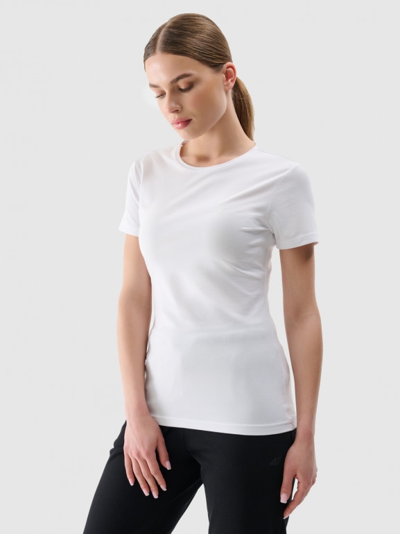 Damski t-shirt basic 4F 4FWMM00TTSHF2255 - biały