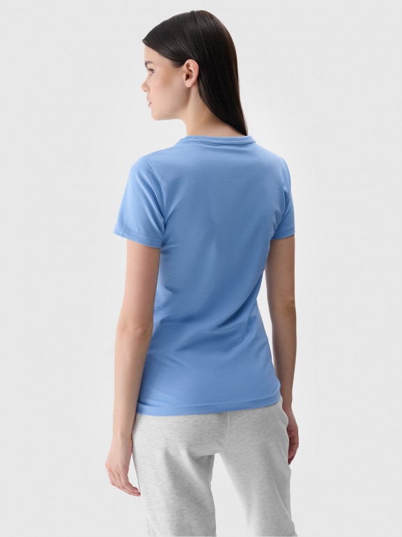 Damski t-shirt basic 4F 4FWMM00TTSHF2255 - niebieski